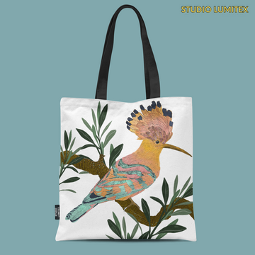 Tote Bag with Zipper Pocket - Woodpecker Bird Print
