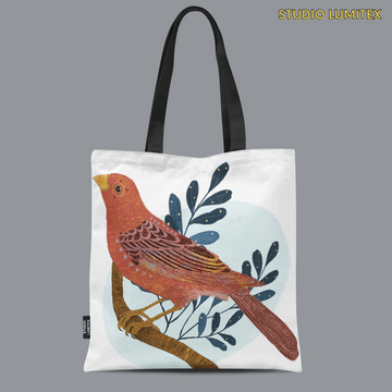 Tote Bag with Zipper Pocket  - Bird Print