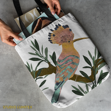 Zipper Pocket Tote Bag - Woodpecker Bird Print
